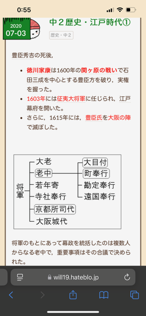 中2　歴史　江戸時代①
