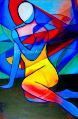 4 "lady lost in colours" 2022 fluid acrylics on canvas 90x60x2