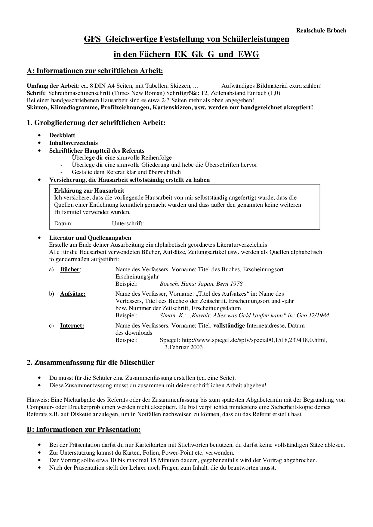 Gfs In Ewg Und Geschichte Realschule Erbach