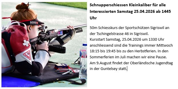 Schnupperschiessen Kleinkaliber