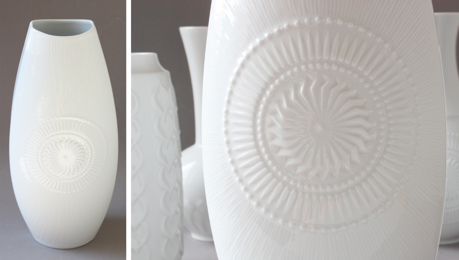 Weiße XL AK Kaiser Porzellan Vase Vintage white vase 60s 70s