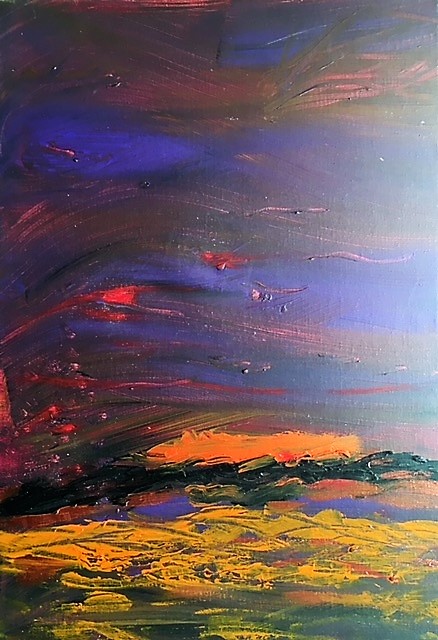 Wenduine - SUNDOWN  by Aliv Franz, Oil on Canvas, 2018