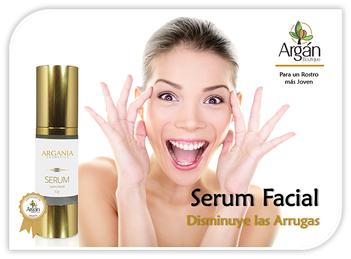 Serum Facial. Disminuye las Arrugas. Auxilia y reconstruye. Penetra en la piel para regenerarla y mantenerla sana, mejora los niveles óptimos de hidratación, fija el agua en la piel y previene los signos de envejecimiento.