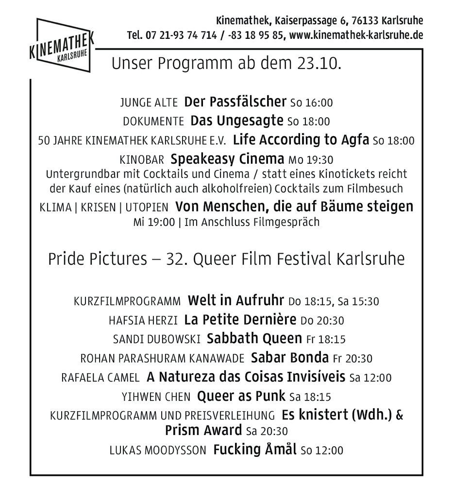 Das Filmprogramm der Kinemathek Karlsruhe