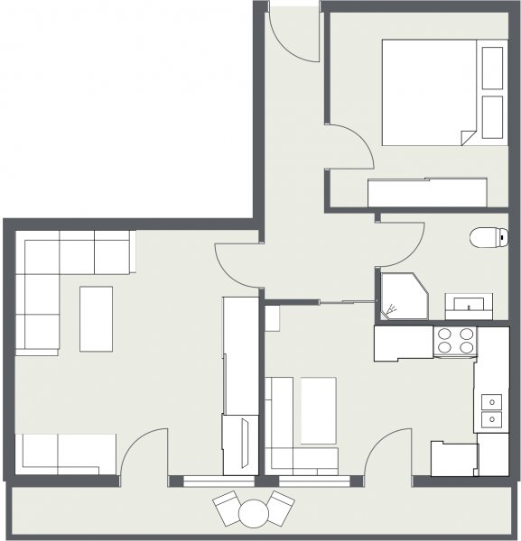 Grundriss Wohnung 6 mit Dachschräge 