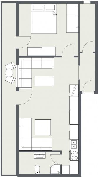 Grundriss Wohnung 5 mit Dachschräge 