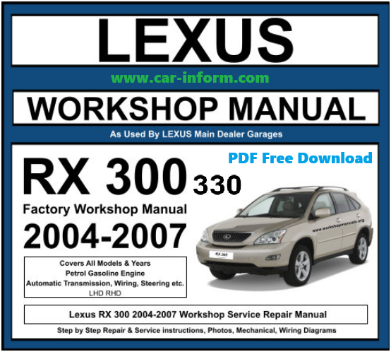 Lexus RX300 Workshop Manuals. Wiring Diagrams - Free PDF's