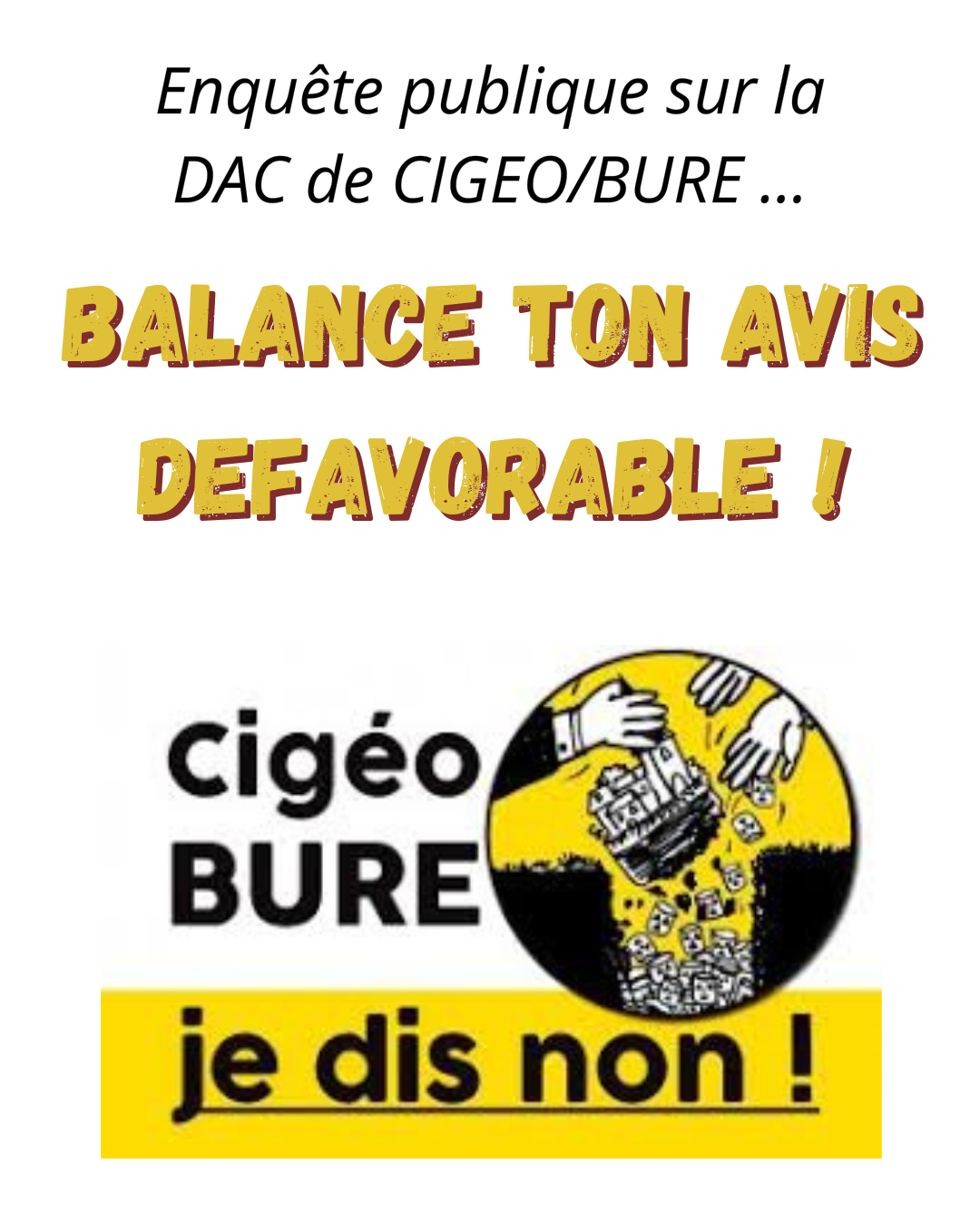 CP Stop Cigeo : Enquête publique sur la DAC de Cigeo ? Balance ton avis défavorable !