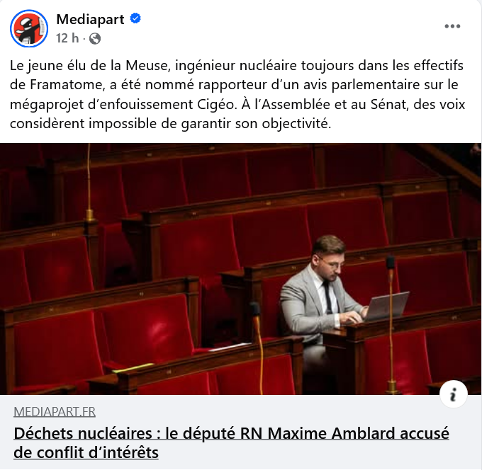 Communiqué Stop Cigéo - Maxime Amblard et conflit d'intérêt 