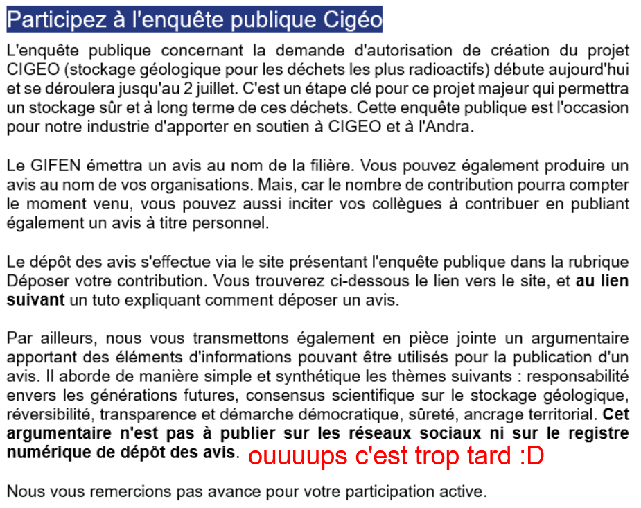 CP Stop Cigeo - Sourde oreille, déni démocratique et arrogance...pathétique