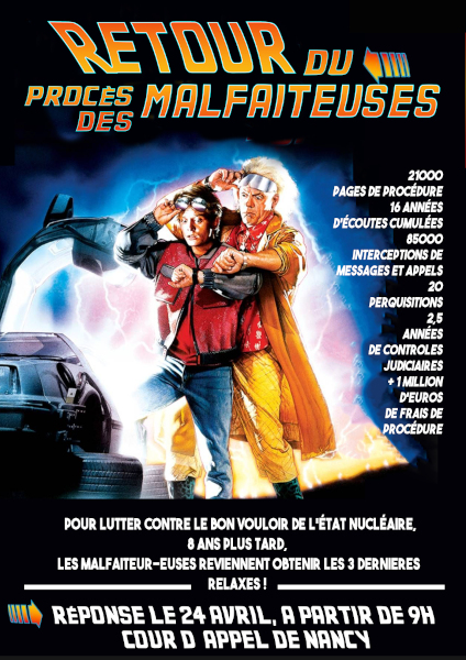 24/04 à Nancy - Le retour du procès en appel des Malfaiteur-euses de Bure pour une relaxe !