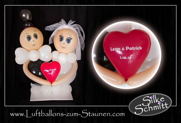 kleines Luftballon Brautpaar Ballon Braut Bräutigem mit Namen personalisiert beschriftet Herz Geldgeschenk Hochzeit witzig Hochzeitsgeschenk