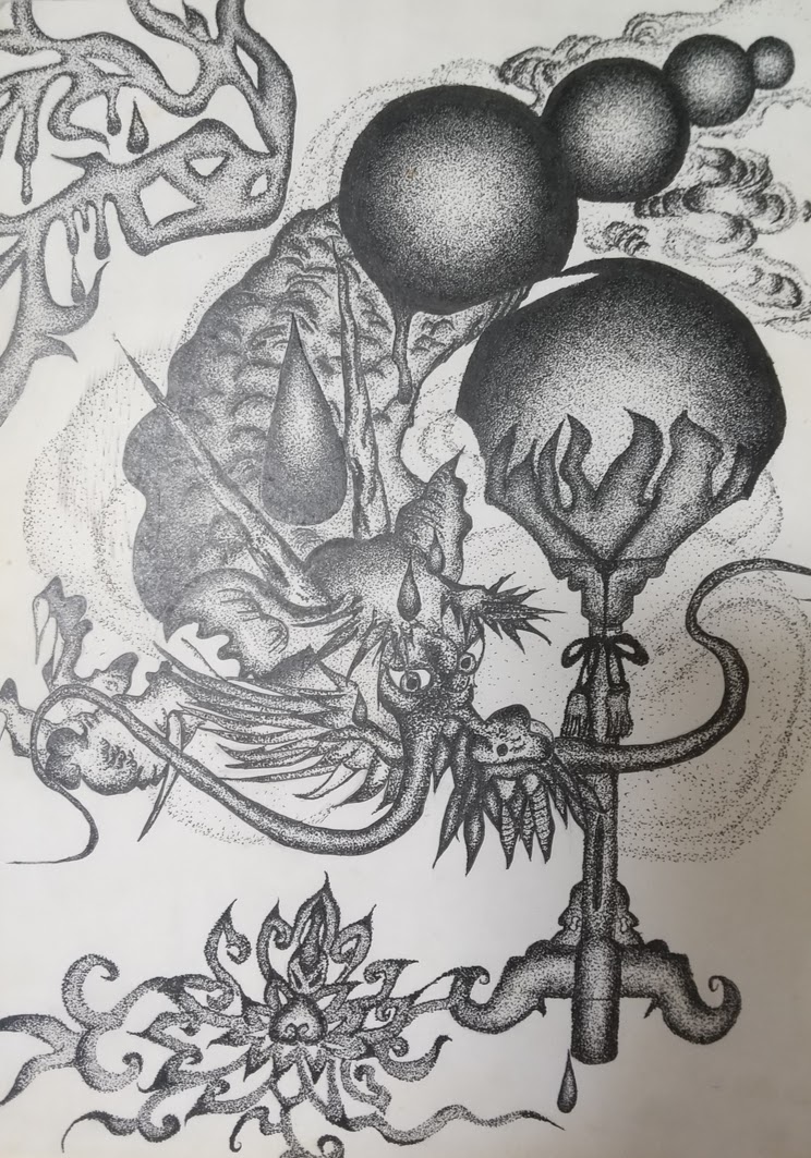 作者・中学三年生の時に描いた点描