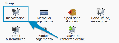 Impostazioni shop