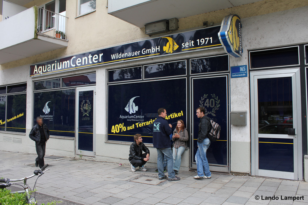 Vor dem AquariumCenter Wildenauer in der Lindwurmstraße