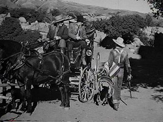 John Wayne makes his famous entrance in "Stagecoach" - not in Monument Valley, but on the grounds of Iverson's Ranch in California. 