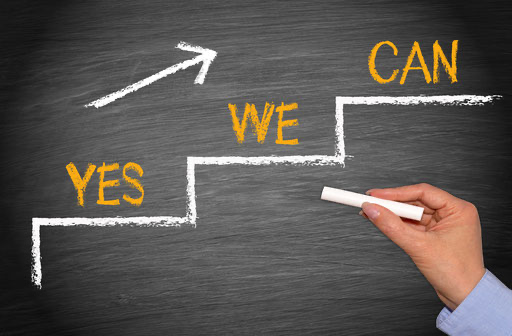 Yes we can - success ladder with arrow and text von DOC RABE Media