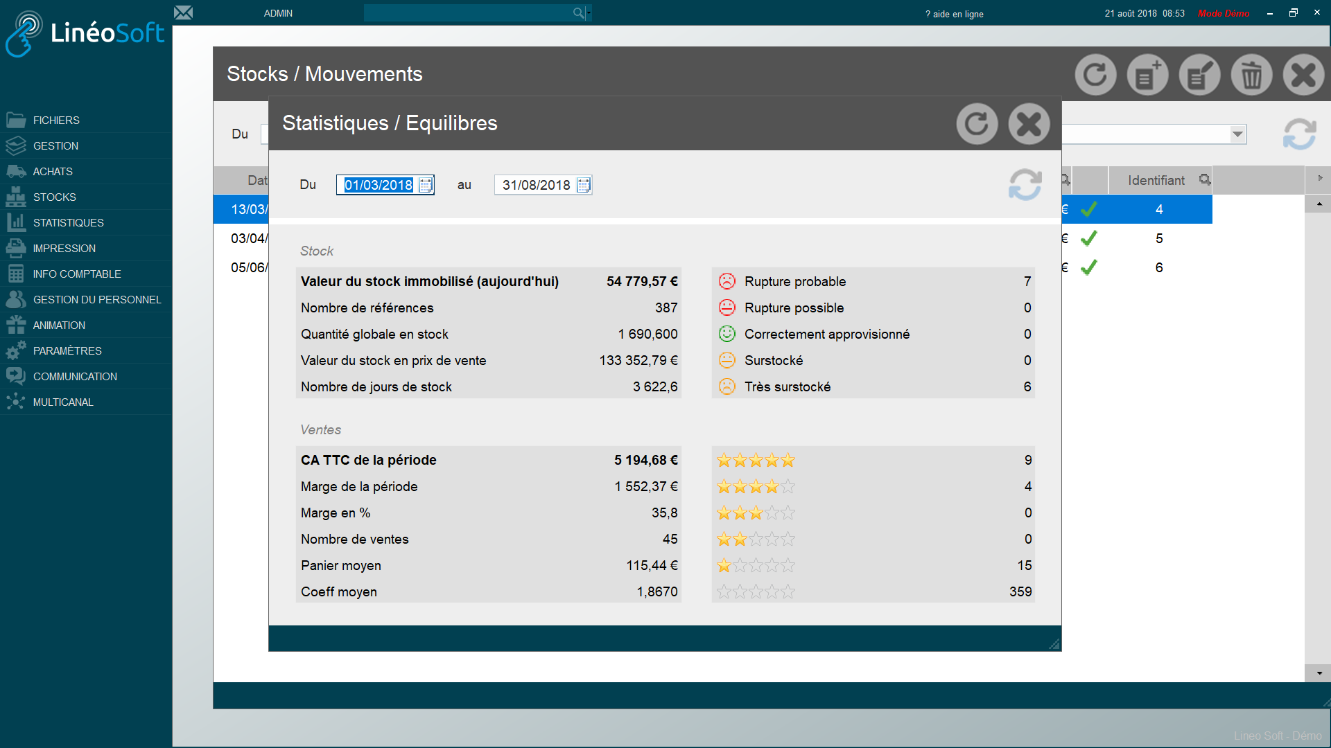 Logiciel point de vente : statistique  des ventes