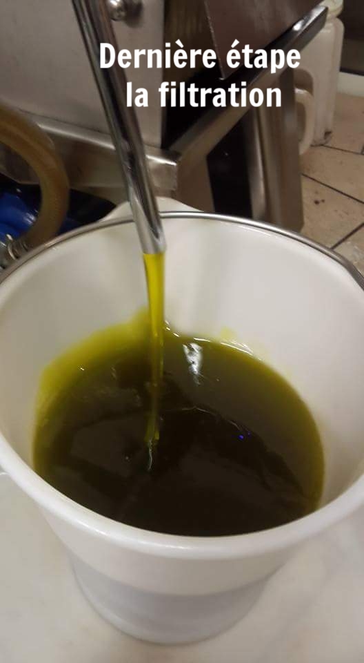 Huile d'olive après filtration