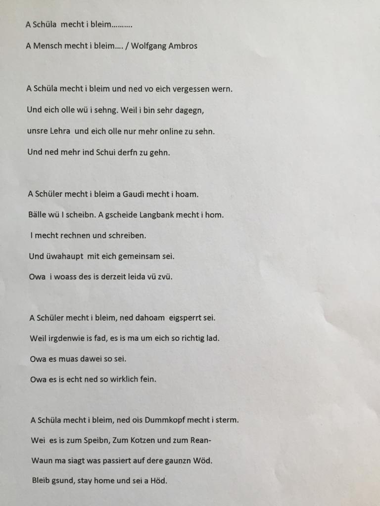 Selbstgedichtetes Lied von Emely aus dem homeschooling