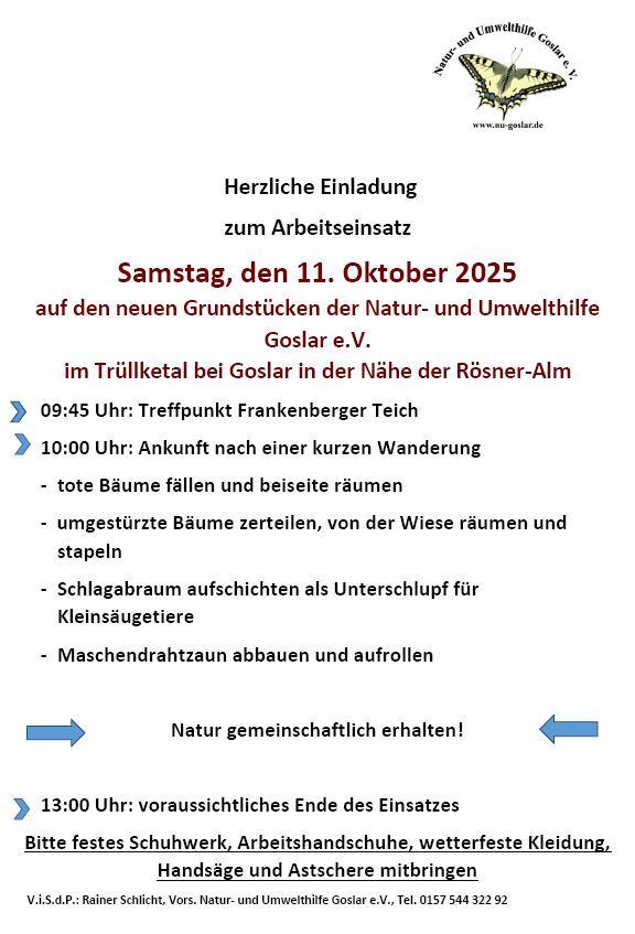 Einladung zum Arbeitseinsatz