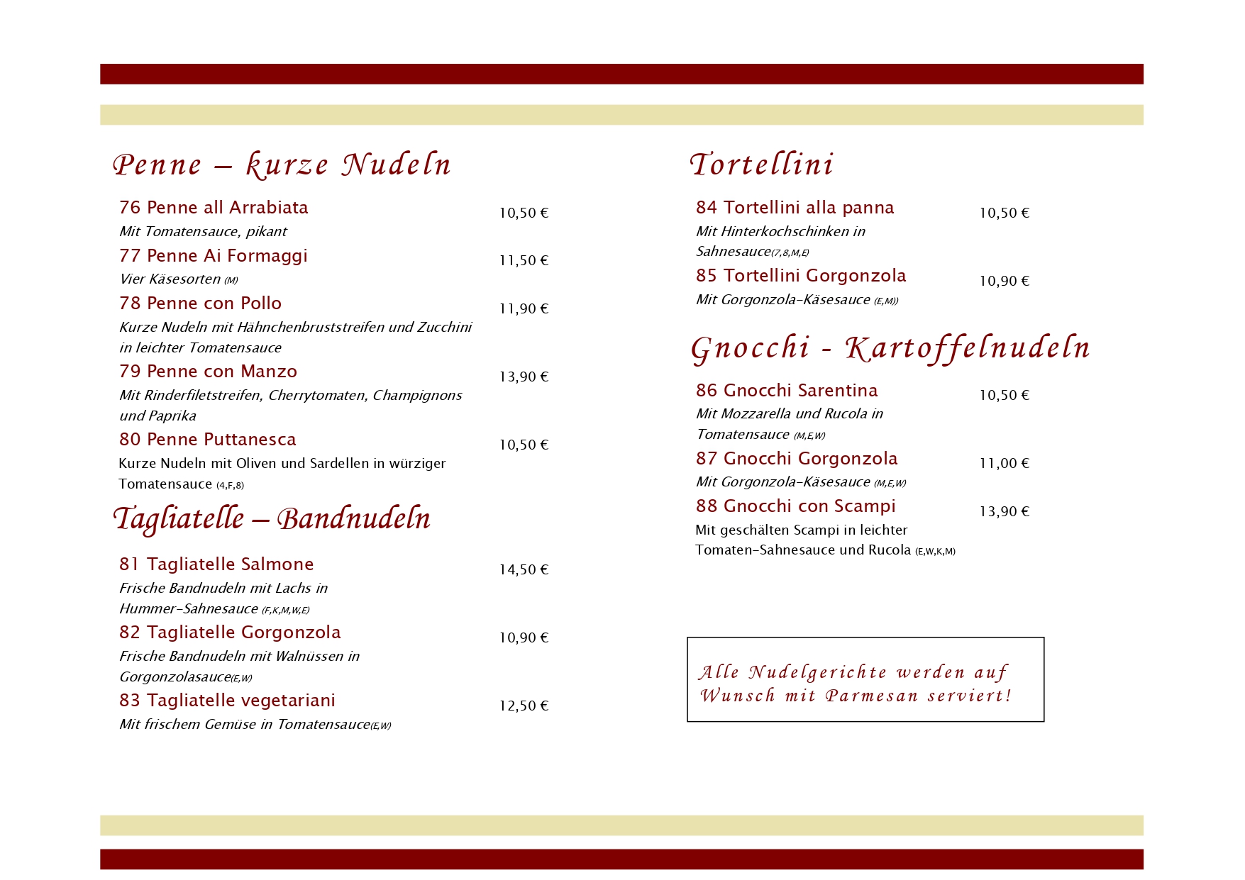 Speisekarte kostbarschwandorf