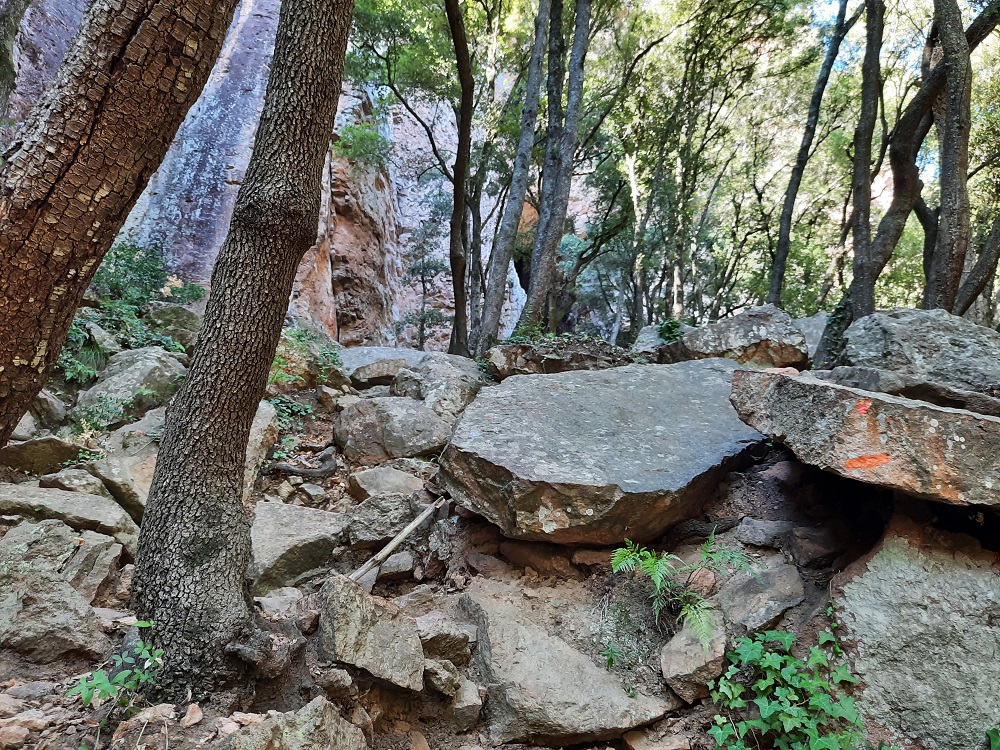 Le sentier dans les gorges est assez érodé d'où l'intéret de l'emprunter dans le sens de la montée