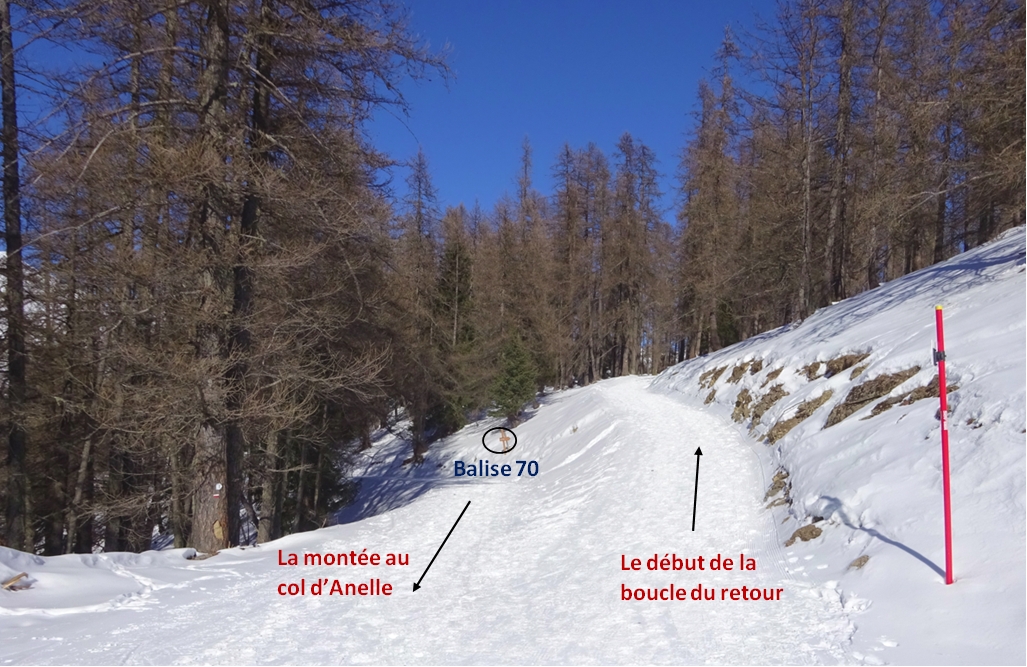 Pour le retour, emprunter la piste au-dessus de la balise 70 pour faire une petite boucle