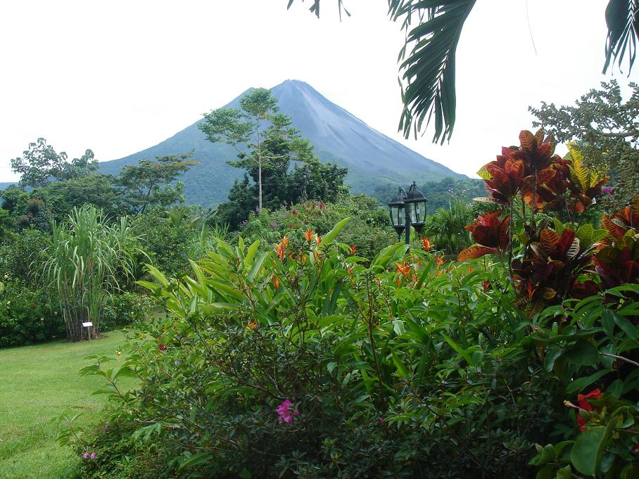 La vue sur le volcan de notre bungalow