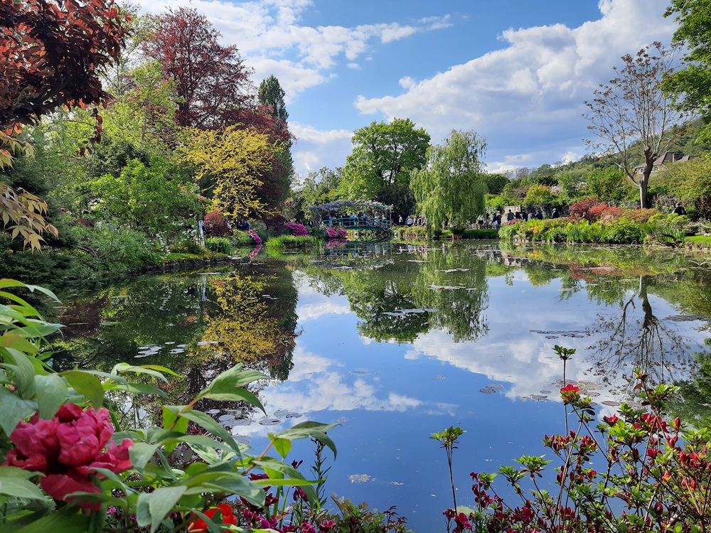 En avril, il n'y avait pas encore de nymphéas mais les pivoines, azalées et glycines apportaient de belles touches de couleur