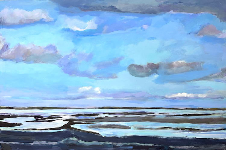 Nordsee-Wattenmeer, 2024, Mischtechnik LW,80x120cm