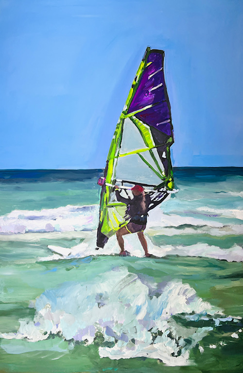 Windsurferin,2024, Mischtechnik LW, 120x80cm