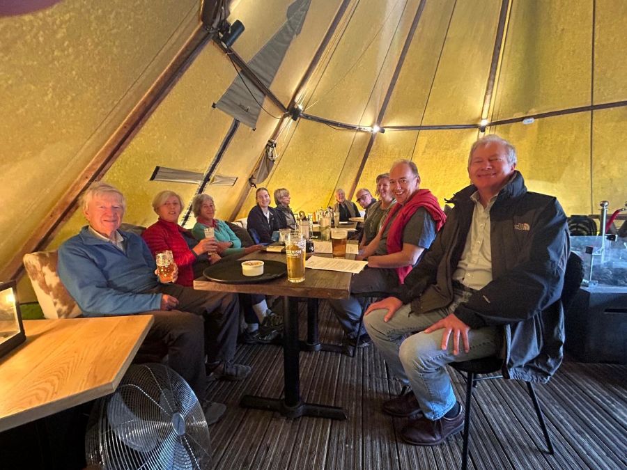 Happy in the teepee at the Boot after the walk