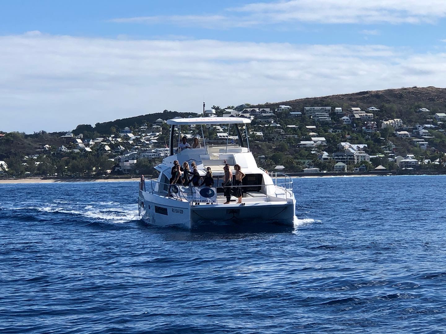 Sortie sur le Bell'île, un catamaran tout confort pour se mettre à l'eau avec les cétacés de la Réunion