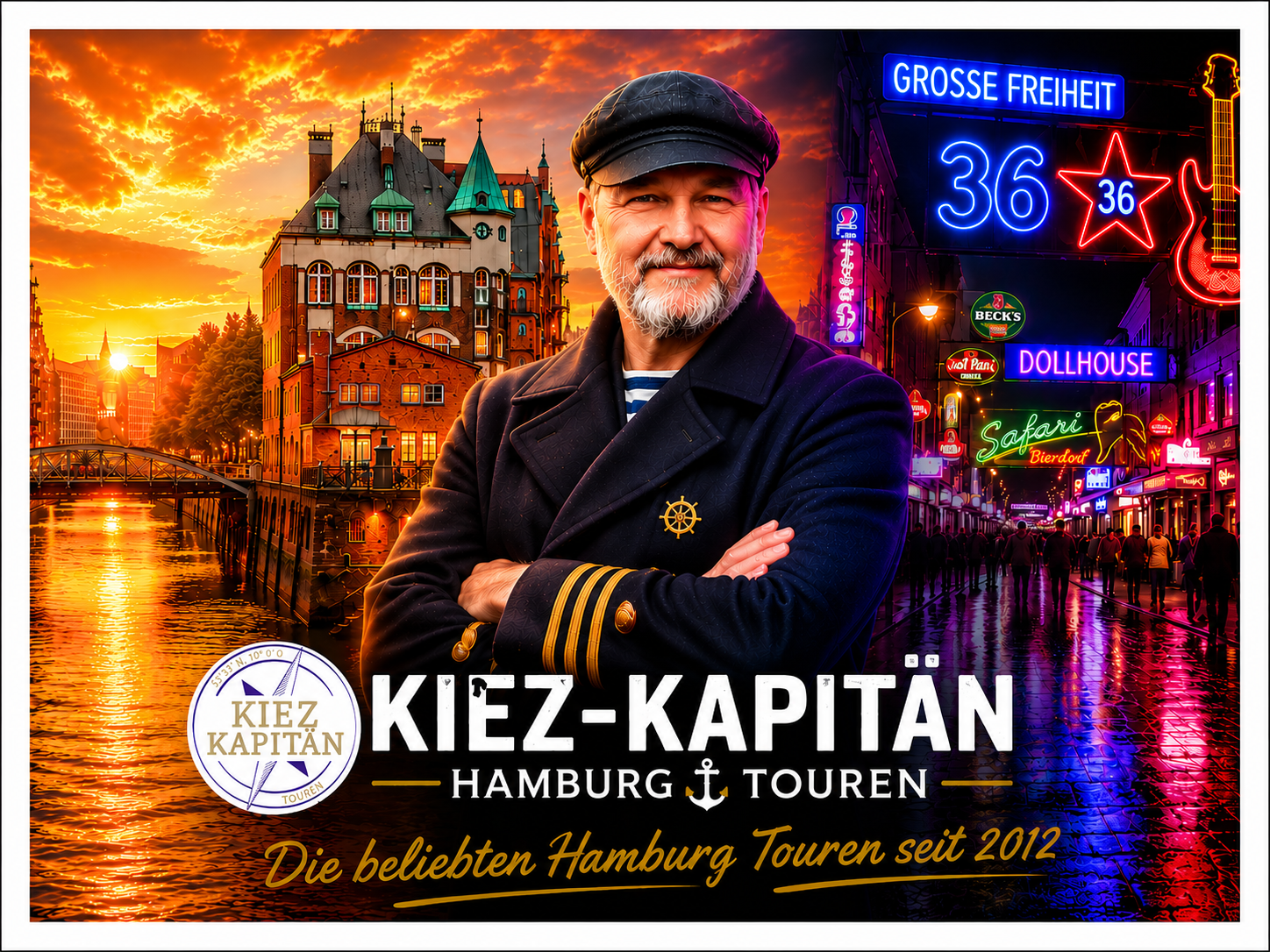 Die Kiez-Kapitän Hamburg Touren mit besten Bewertungen für die Reeperbahn und Beatles Kieztour und die Stadtführung Hamburg. is-fullwidth