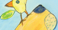 Postkarte Detail: Löwe mit Voge / kängorooh / 2015