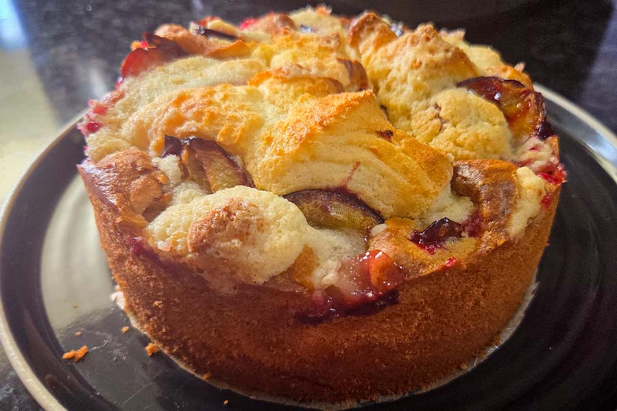 Saftiger Pflaumenkuchen mit Streuseln aus dem Airfryer