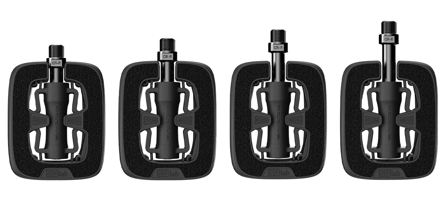 Das neue 502 active-Pedal in vier verschiedenen Achslängen (S, M, L, XL)