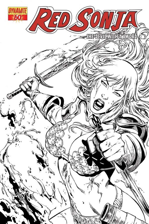 Red Sonja #60 black and white incentive cover by Walter Geovani
