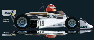 Rupert Keegan by Muneta & Cerracín - Rupert Keegan del Durex Team Surtees con un Surtees TS19 Ford Cosworth V8