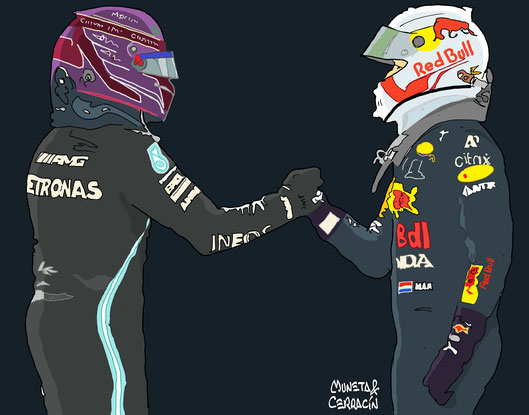 Lewis Hamilton & Max Verstappen by Muneta & Cerracín