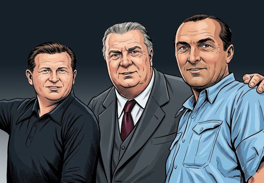 Hermann Lang y Fritz Riess con Alfred Nebauer