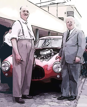 Enzo Ferrari con Battista Farina y la Ferrari 250 MM 1952