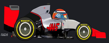 Romain Grosjean by Muneta & Cerracín - Romain Grosjean en su Haas VF-16 en 2016