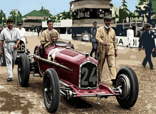 Tazio Nuvolari con su Alfa Romeo