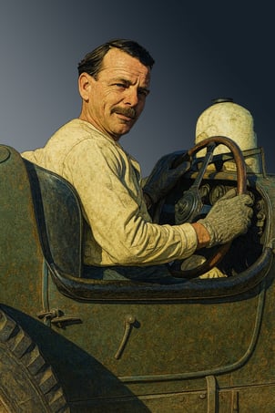 John Crouch con su Delahaye 135 stripped