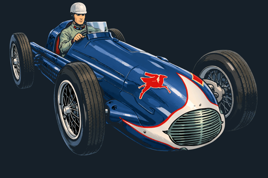 Bill Holland con su Blue Crown Spark Plug Moore Deidt - Offenhauser