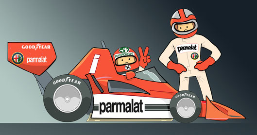 Niki Lauda & John Watson by Muneta & Cerracín