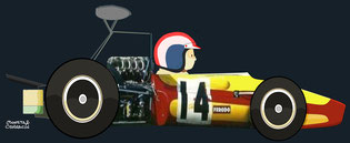 François Cevert by Muneta & Cerracín - Tecno 68-Cosworth FVA - Tecno Racing Team - XXIX Grand Prix Automobile de Pau 1969 F2