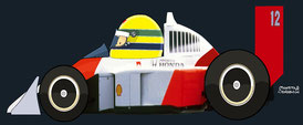 Ayrton Senna by Muneta & Cerracín - McLaren MP4/4 - Honda V6